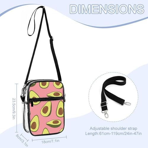 Falling Avocado Clear Crossbody Bag Stadium Bag Adjustable Side Shoulder Bags Messenger Bag with 2 Compartments2