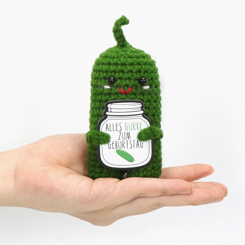Cadimus Pocket Hug Positive Gurke,Positive Handgestrickt Geschenke,Gurke Glücksbringer Geschenke,Emotional Support Puppe,Geburtstagsgeschenk für Freunde Kollegen Familie Freundin,Partyspielzeug