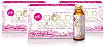 GOLD COLLAGEN Pure | The Original #1 Liquid Collagen Anti Aging Supplement | Hydrolyzed Marine Collagen Drink with Hyaluronic Acid, Borage Oil, Vitamins & Minerals for Hair Skin and Nails | 30 Day