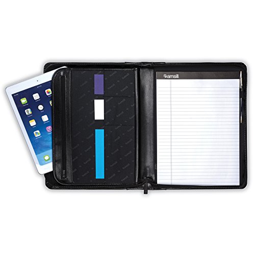 Samsill 70730 Regal Executive Leather Padfolio / Portfolio, Wraparound Zipper Closure, Interior 10.1” Tablet Sleeve, 8.5 X 11 Writing Pad, Black #TOP1