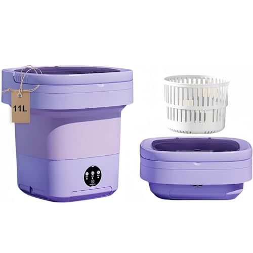 Portable Washing Machine, Mini Washer,11L Upgraded Large Capacity Foldable Washer.Deep Cleaning of Underwear, Baby Clothes and Other Small Clothes.Suitable for Apartments, Dormitories, Hotels.(Purple)