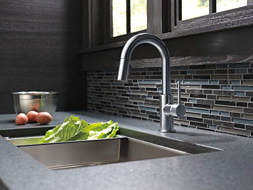 Delta Faucet Trinsic Bar Faucet Brushed Nickel, Bar Sink Faucet Single Hole, Wet Bar Faucets With Pull Down Sprayer, Prep Sink Faucet, Faucet For Bar Sink, Arctic Stainless 9959-Arls-Dst #TOP24