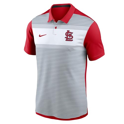Nike Men's MLB Striped Vapor Polo (US, Alpha, XX-Large, Regular, Regular, Red, St. Louis Cardinals)
