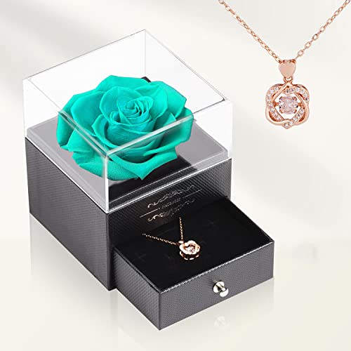 Long Lasting Blue Roses, Handmade Preserved Roses in a Box Rose Gifts for Her, Eternal Roses Birthday Gifts for Women, Valentines Day Gifts,, Christmas Day Gifts