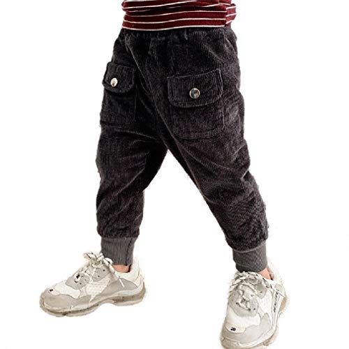 Calça de veludo casual para meninos e meninas da VITryst Todder, Cinza, 100cm