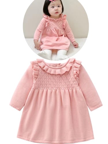 Baby Girls' Long Sleeve Girl Dress and Rompers Ribbed Knit Sweater Dresses Fall Winter