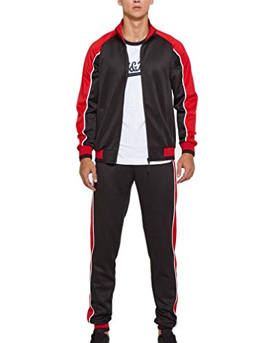 Tebreux Men's Tracksuits 2 Piece Outfit Jogging Suits Set Casual Long Sleeve Sports Sweatsuits Black L #TOP6