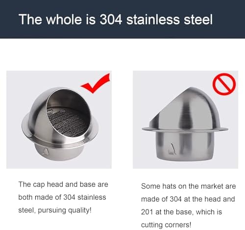 304 Stainless Steel Chimney Cap - Universal Vent Cover for Fireplace, Animal Protection, Removable Lid, Clog-Resistant Mesh Screen, 70mm/2.8in External Wall Vent