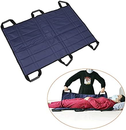 Positioning Bed Pad with Handles Draw Sheets for Hospital Bed Mobility Elderly Assistance Slide Board for Wheelchair Transfer Medical Repositioning Pad for Bedridden Patient (Thickened - 6 Handles)