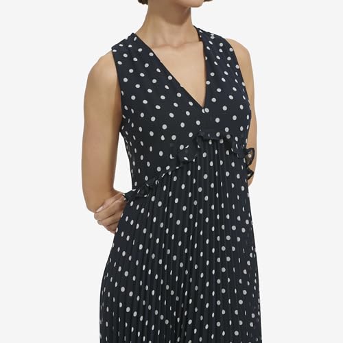 Image of Tommy Hilfiger Women's Sleeveless V-Neck Chiffon Pleated Maxi Dress