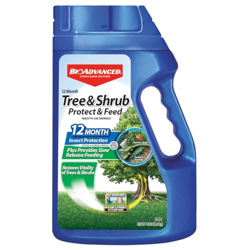 BioAdvanced 12 Month Tree and Shrub Protect and Feed, Granules, 4 lb, Insect Killer, Tree Fertilizer & Plant Food