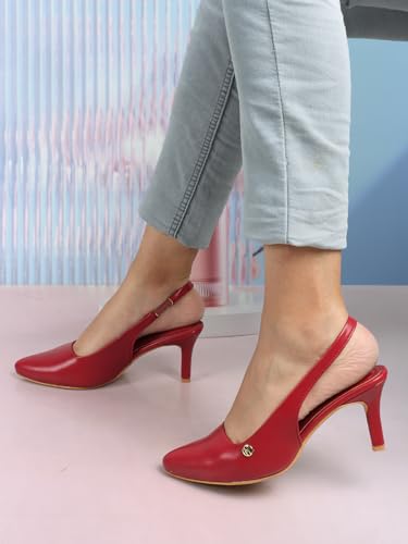 Image of ELLE Women Stylish and elegant Slingback Kitten Heel Mule Sandal