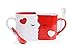 Price comparison product image Kissing Mugs Set, Anniversary & Wedding Gifts, Exquisitely Crafted Large Red & White Cups & Spoons for Couples, Him and Her for Valentine's Day, Birthday, Christmas, Mr & Mrs Home Decor by Blu Devil