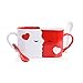 Blu Devil Kissing Mugs Set, Anniversary & Wedding Gifts, Exquisitely Crafted Two Large Cups & Spoons for Couples, for Him and Her on Valentines, Birthday, Engagement