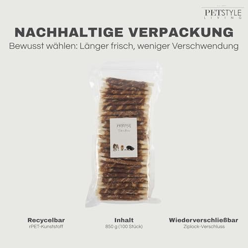 Petstyle Living Kaustange mit Ente - Hundesnack - 12,5cm - 100 Stück