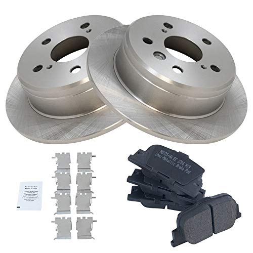 Image of TRQ Rear Brake Pad and Rotor Set Semi Metallic Solid Rotors | For 2000-2001 Toyota Camry 2000-2001 Lexus ES300