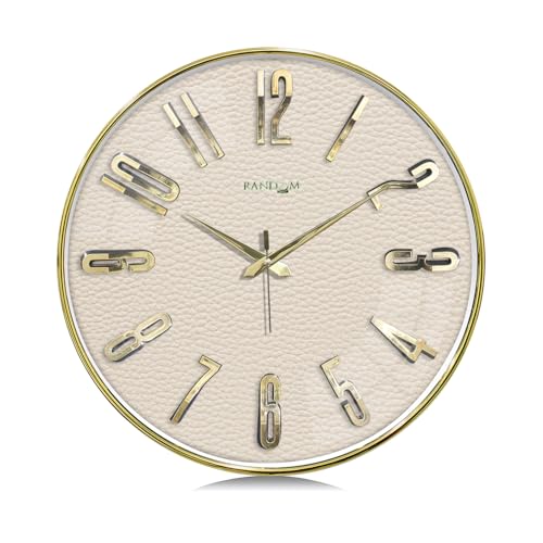 Image of RANDOM Silent Wall Clock, Non-Ticking Quartz Movement, Foiling Ring and 3D Numbers (Gold Frame)