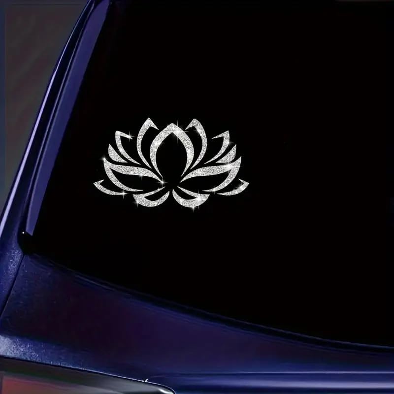 2PCS Sparkling Lotus Self-Adhesive PVC Rainbow Glittery Decal Sticker for Cars, Laptops, Trucks, Motorcycles Wall Window Luggage Scratch Cover Door Multi-Surface Decor Sticker - Image 4