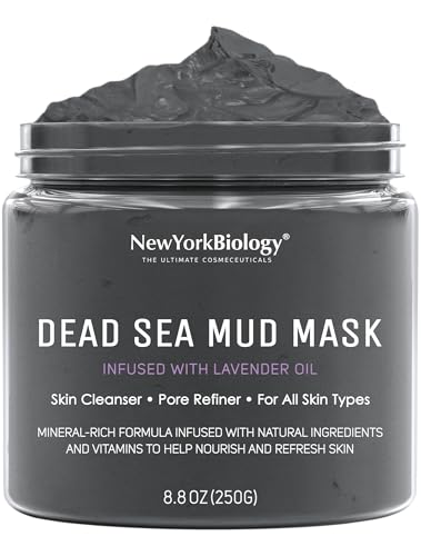 Image of New York Biology Dead Sea Mud Mask for Face and Body | with Lavender | Spa Quality Pore Refiner for Oily Skin | Natural Skincare for Women & Men | Tighten Skin for A Healthier Complexion | 250 g