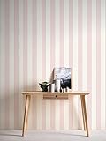 A.S. Création Trendwall 2 Vliestapete mit Blockstreifen 0,53 x 10,05 m – Rosa, Weiß – dezente Streifentapete Made in Germany – 381013