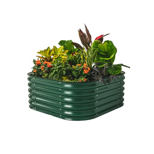 Vego Garden Raised Garden Bed Kit, 17" Tall 4 In 1 Modular Metal Raised Garden Beds Kit, Metal Planter Box For Vegetables, Flowers, Herbs, British Green #TOP15