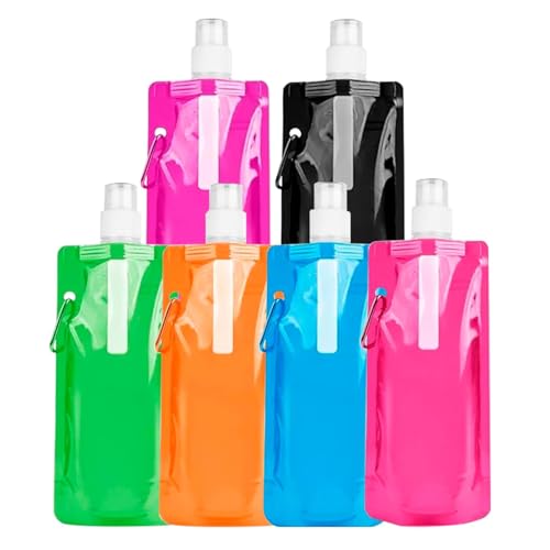 xianshi Faltbare Trinkflasche,6 Stück 500ML Faltbare Wasserflaschen,Trinkflaschen Faltbar,BPA FREIE Wasserflasche,Flexible Zusammenklappbare