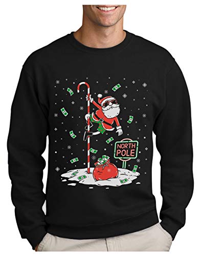 Pull Noel Pole Dance du Pere Noel Humour Sweatshirt Homme XX-Large Noir Cover