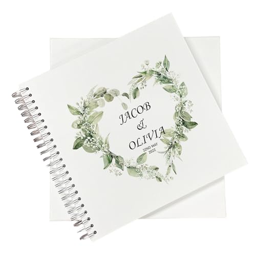 Image of Large Wedding Photo Album Scrapbook Guest Book Boxed Floral Leaf Heart (Personalised Book)