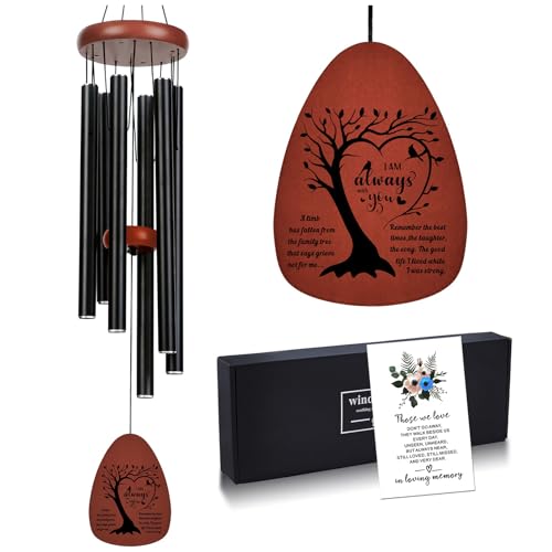 Image of Cardinal Memorial Wind Chimes Outside - Sympathy Wind Chimes Gift for Loss of Loved One Father Mother Husband, Windchimes in Memory Mom Dad Condolence Remembrance Funeral (VT-665)