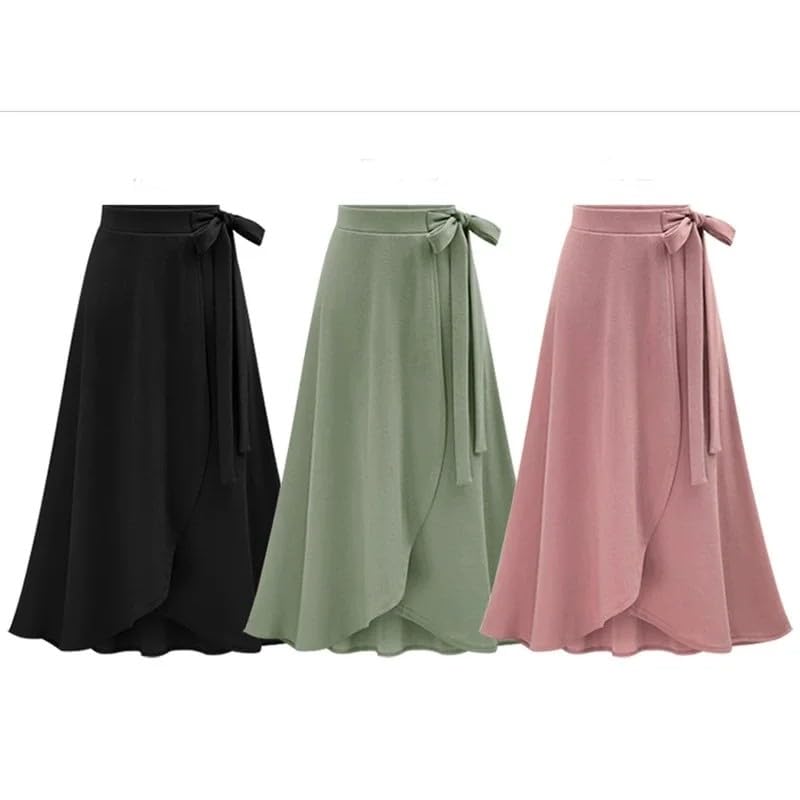 Casual Stretchy Half-Body Half Skirt Women's Large Size High Waist Irregular Slit Skirt Word Skirt-Green-5Xl3