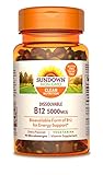 Methylcobalamin B12 by Sundown, For Energy Support, Vegetarian, Non-GMOˆ, Free of Gluten, Dairy, Artificial Flavors, 5000 mcg, 90 Microlozenges