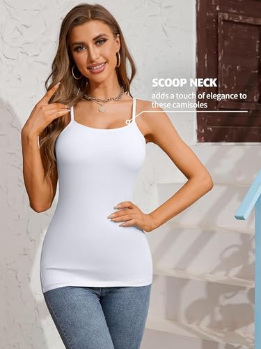 Image of ATTRACO Women 3 Pack Cotton Camisoles with Shelf Bra Adjustable Spaghetti Strap Tank Tops