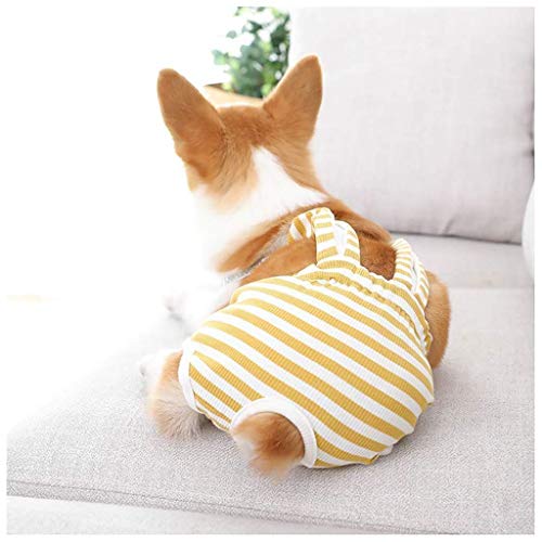 XYSQWZ Pantalones De Algodn para Perros Pantalones Fisiolgicos Mascotas Ropa Interior Sanitaria para Perros Y Gatos Paales Fisiolgicos - Ropa Interior Anti-acoso (Color: Amarillo Talla: S)