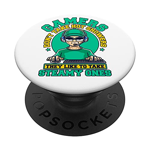 Amusant Gamer Gamers Meme Don't Take Showers Gaming Garçon Homme PopSockets PopGrip Interchangeable