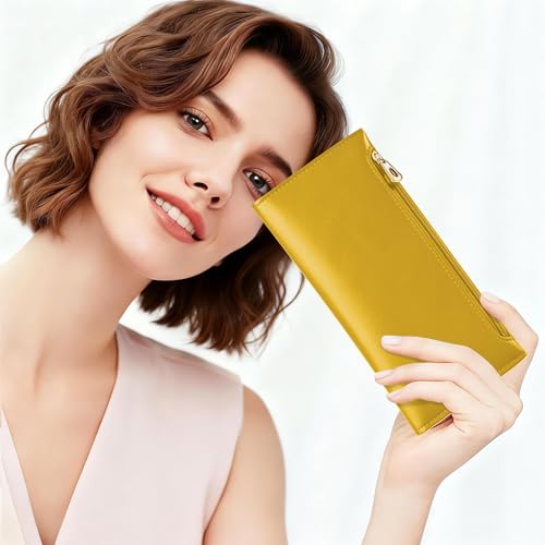 Image of Tipmile Slim Wallet for Women, RFID Blocking Credit Card Holder | Thin Compact Bifold Wallet with Zipper, Ladies Gift