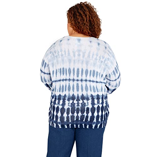 Alfred Dunner Women's Plus-Size Womens Crewneck Ombre Tie Dye Sweater Size 2X Blue #TOP2