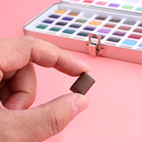 angwang Conjunto de tinta aquarela sólida com 72 cores, kit com 3 pincéis de pintura e estojo de met