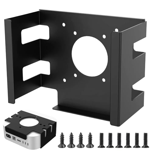 [Robusta struttura in metallo]: realizzato in acciaio al carbonio da 2 mm, questo supporto VESA garantisce un'elevata durata e stabilità. Supporta facilmente il peso del Mac Mini M4/M4 Pro, offrendo un design elegante e senza tempo