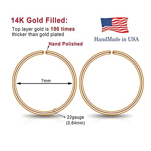 7Mm Small 14K Rose Gold Filled Hoop Earrings For Women Cartilage Helix Tragus #TOP2