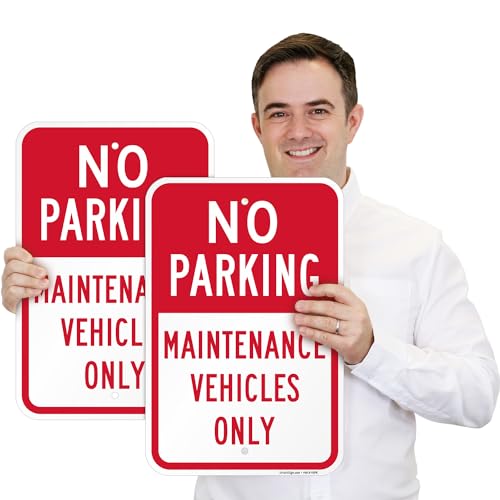 SmartSign No Parking Maintenance Vehicles Only Sign - 2-Pack, 12" x 18", 80 mil Thick Aluminum Composite (ACM), Pre-Drilled Holes, Red and White, Made in USA by SmartSign - Image 5