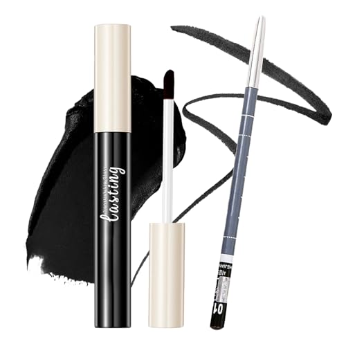 2PCS Black Matte Lip Liner and Lipstick Set,High Pigmented Black
