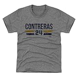 500 LEVEL William Contreras Milwaukee Font Kids T-Shirt (Tri Gray, YXS)
