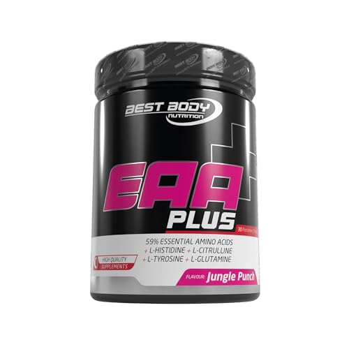 Best Body Nutrition EAA Pulver Professional Plus 450g Jungle Punch – Vegan Amino Komplex mit 8 essentiellen Aminosäuren – Laktosefrei – Zuckerfrei – Ohne Aspartam – Training & Alltag