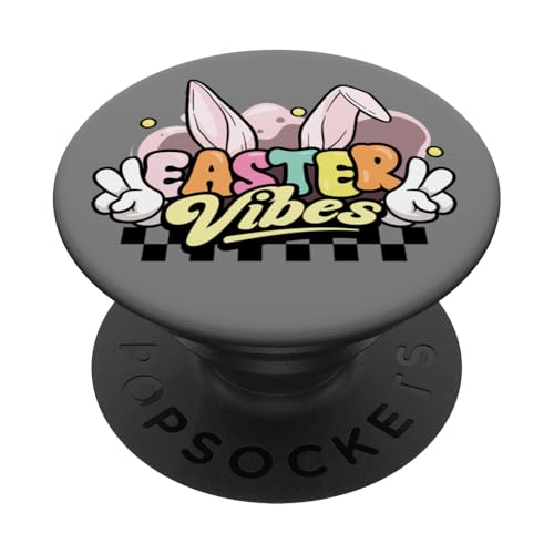 Groovy Happy Easter Vibes Bunny Ears Cute Rabbit Costume PopSockets Adhesive PopGrip