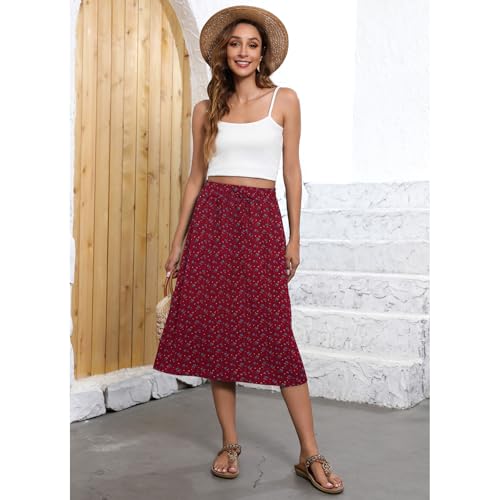 Image of Witsmile Flowy Skirt Elastic High Waist A-Line Skirt with Pockets Bohemia Cover-up for Women 2026 Trendy(S-2XL)