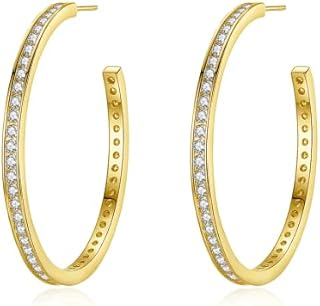 Cubic Zirconia Hoop Earrings for Women - Twisted Huggie Wave Hoop Earrings - Sterling Silver Post Earrings for Jewelry Gift (CZ Hoop-Gold)