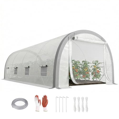 Image of Outsunny 6 x 3(m) Walk-in Polytunnel Greenhouse, Upgraded Structure White