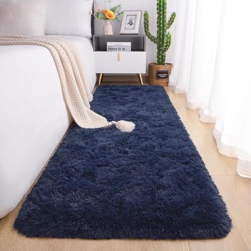 Image of Modern Micro Fiber Rug /Carpet for Hall, Bedroom, Kichen, Kids Room, Baby Room Etc.Color-Blue Size 1.5x4 feet