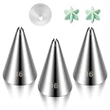 3 Pieces Cake Decrorating Tip #16, Cake Piping Tips Open Star Icing Pipings Tip Seamless Icing Tips Stainless Steel Cupcake Piping Tipes for Frosting Macarons Dessert Cakes Decorations