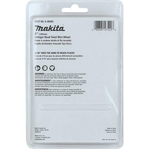 Image of Makita A-98485 4 inch Stringer Bead Twist Wire Wheel, 5 /8 inch-11